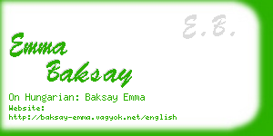 emma baksay business card